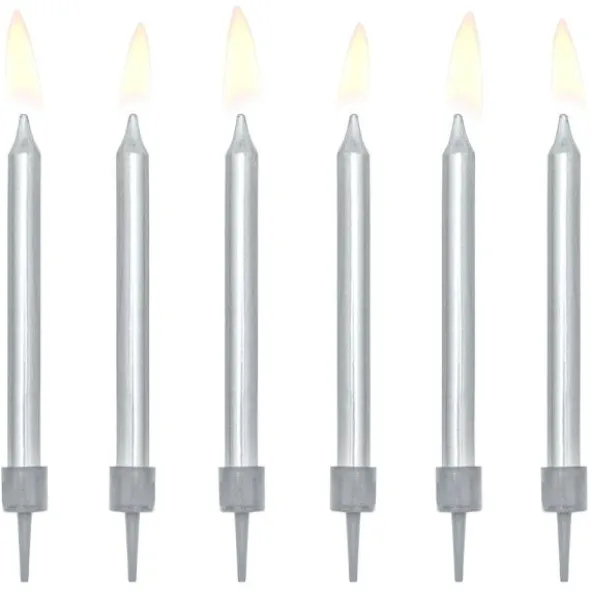 Tårtljus Silver Metallic