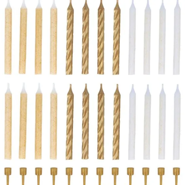 Tårtljus Spiral Guld och Glitter