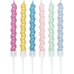 Tårtljus Spiral Pärlemor Färgmix 8 cm 6-pack