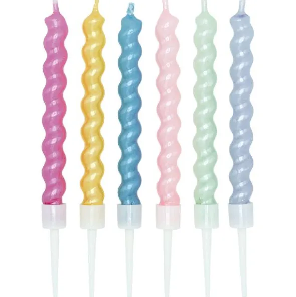 Tårtljus Spiral Pärlemor Färgmix 8 cm 6-pack