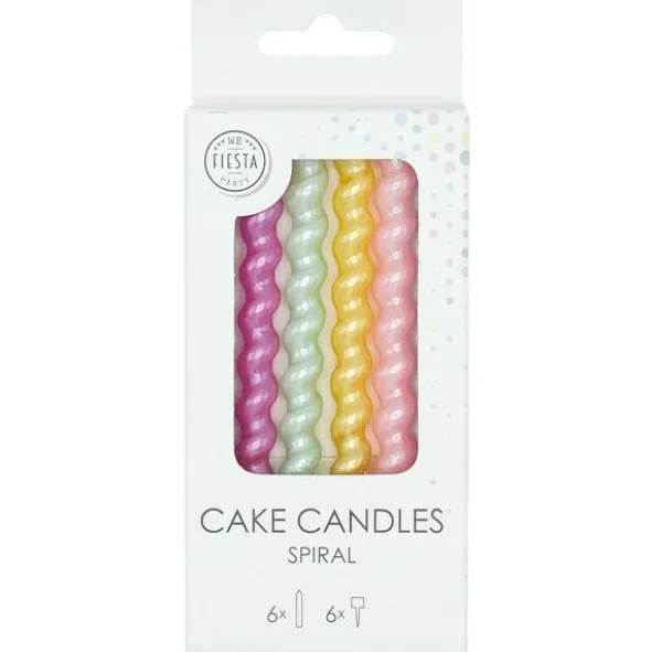 Tårtljus Spiral Pärlemor Färgmix 8 cm 6-pack