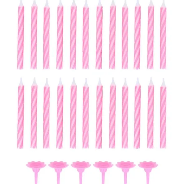Tårtljus Spiral Rosa med Hållare