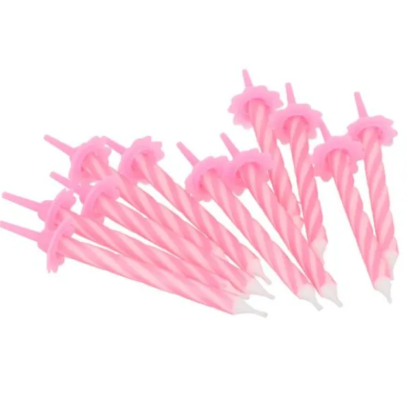 Tårtljus Spiral Rosa med Hållare
