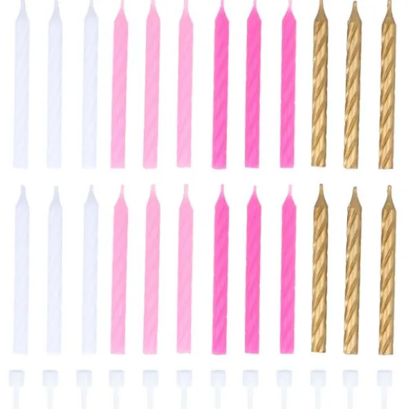 Tårtljus Spiral Vit/Rosa/Guld