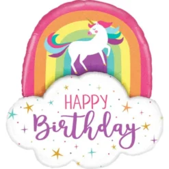 Unicorn Rainbow Birthday Ballong Holografisk