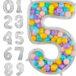 Uppblåsbar Ballongram Siffra Silver (Siffra 0)