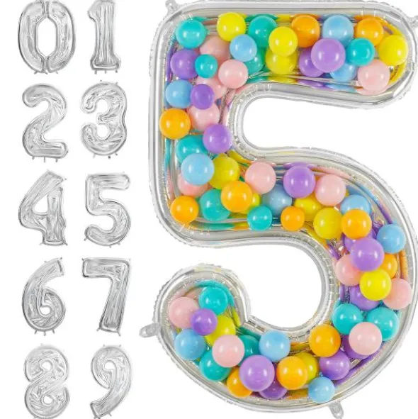 Uppblåsbar Ballongram Siffra Silver (Siffra 0)