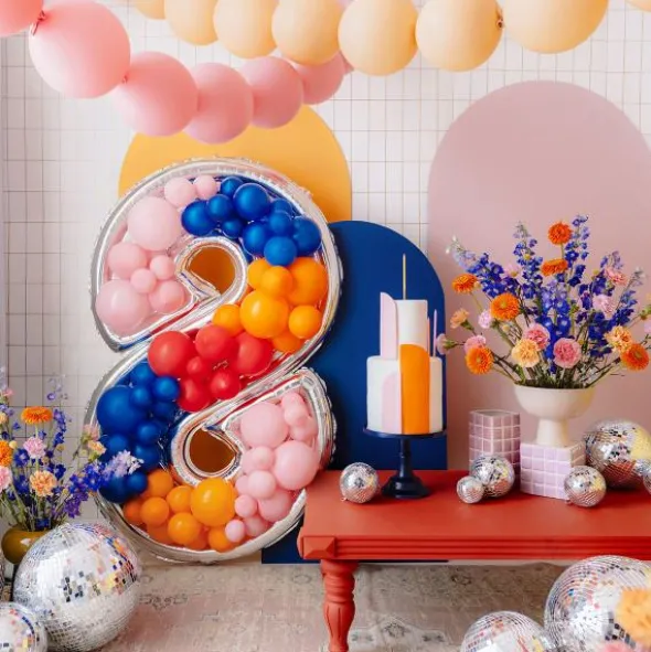 Uppblåsbar Ballongram Siffra Silver (Siffra 0)