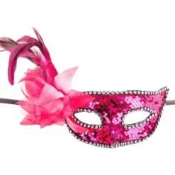 Venetiansk Ögonmask Paljetter Rosa
