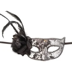 Venetiansk Ögonmask Paljetter Silver