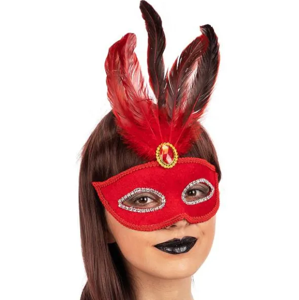 Venetiansk Ögonmask Röd Sammet