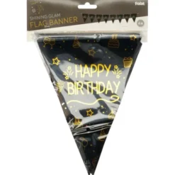 Vimpelgirlang Happy Birthday Svart
