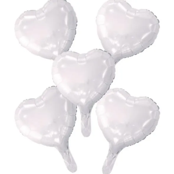 Vita Hjärtballonger Folie 5-pack
