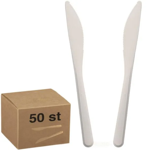 Vita Plastknivar 50-pack