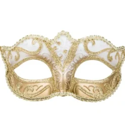 Vit och Guld Mask med Gulddetaljer