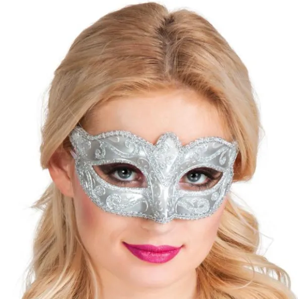 Vit och Silver Mask med Silverdetaljer