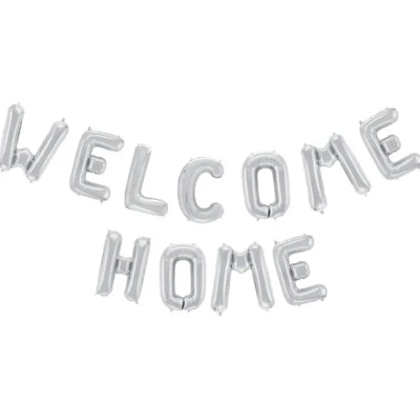 Welcome Home Bokstavsballonger Silver