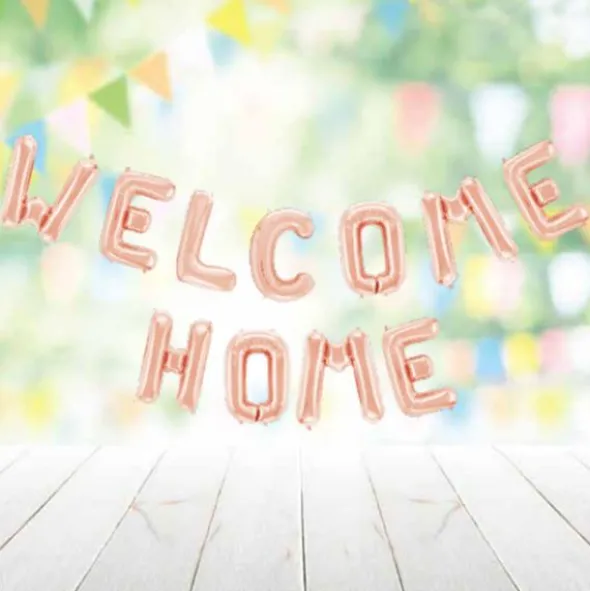 Welcome Home Bokstavsballonger Roseguld